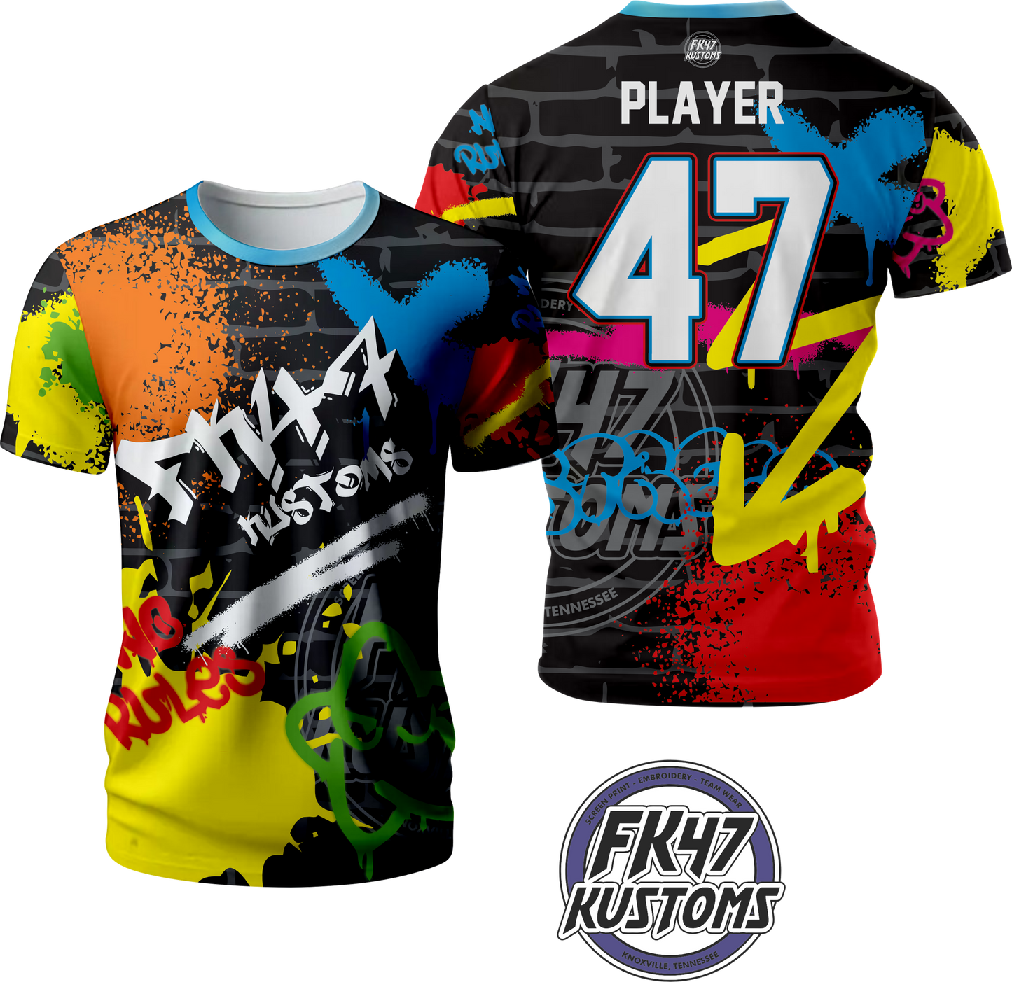 FK47 Short Sleeve Custom AdiMesh Jersey - Graffiti