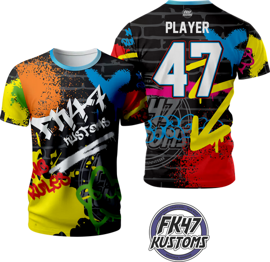 FK47 Short Sleeve Custom AdiMesh Jersey - Graffiti